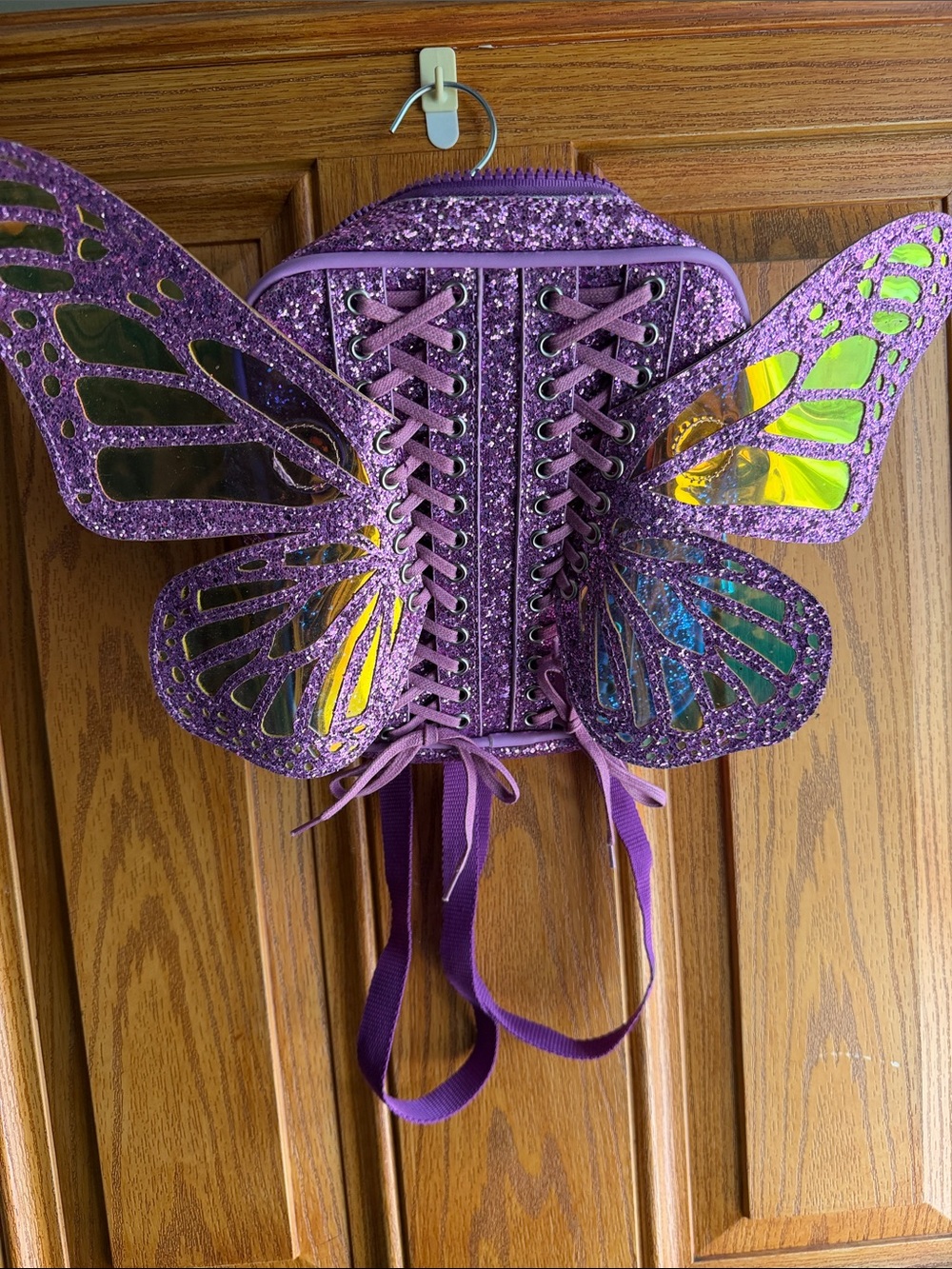 Sparkling Purple Butterfly Wing Backpack for Women